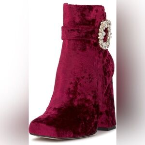 Jessica Simpson Velvet Ankle Boots in Deep Burgundy